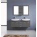 Ophelia 59" Double Bathroom Vanity in Grey with White Ceramic Top and Square Sink with Polished Chrome Faucet and Mirrors - B07D3YD811